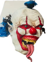 Halloween Costume Mask Vtg Rubber Creepy Clown Tongue Pennywise Hair IT vtg BMC5 - £31.57 GBP