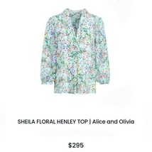 $295 Alice + Olivia Sheila silk blouse women&#39;s S Ditzy Floral top Blue H... - £52.66 GBP