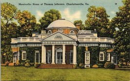 Monticello Home of Thomas Jefferson Charlottesville VA Linen Unposted Postcard  - £9.02 GBP