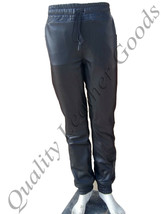 Men Black Genuine Sheep Leather Leder Cuir Jogger Urban Twill Pants Breeches - £79.59 GBP