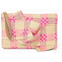A New Day Plaid Zip Closure Straw Clutch - Pink - £13.48 GBP