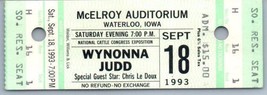 Vintage Wynonna Judd Ticket Stumpf September 18 1993 Waterloo - £34.38 GBP