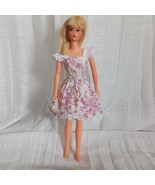 VTG Barbie Clone Dress Purple Floral &amp; White Eyelet Pinafore Sun Dress N... - £40.23 GBP