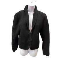 The Eagle&#39;s eye Women 8 Black Hook Loop Closure Cardigan 100% wool - $436.89 MXN