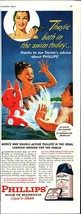 1946 Phillips Milk of Magnesia girl swimming seahorse float vintage ad f1 - $25.05