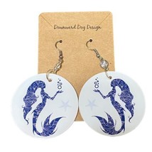 Mermaid Starfish Round Dangle Earrings Aquatic Sea Life Nautical - £11.56 GBP