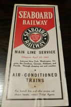 Vintage Seaboard Railway April 26 1942 Train Schedule Timetable War Time - £10.21 GBP