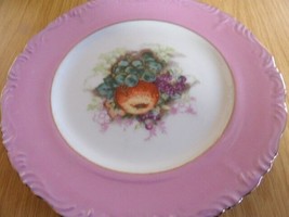 Vintage Royal Halsey Plate by Lipper &amp; Mann Creations Pink Gold Fruit - £7.36 GBP