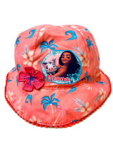 Disney Moana &amp; Pua Girls One Size Toddler Salmon Tropical Floral Bucket Hat - £4.65 GBP