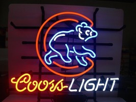 Coors Light Chicago Cubs Baseball MLB Real Glass Beer Neon Sign 17&quot;x14&quot; - £104.21 GBP