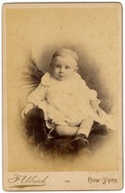 Circa 1890&#39;S Cabinet Card Adorable Little Boy In White Outfit Ulrich New York Ny - £7.57 GBP