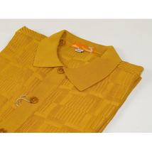 Mens Stacy Adams Italian Style Knit Woven Shirt Short Sleeves 71010 Gold image 3