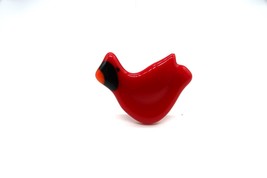 Cute vintage red yellow &amp; black ceramic cardinal bird brooch maybe hand ... - $228.43 MXN