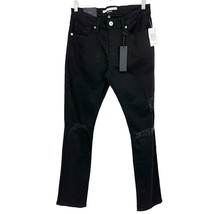 Black Jeans Mens Edgar + Ash Distressed 5 Pocket Slim Fit Denim sits below waist - £11.76 GBP