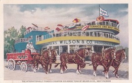 Champion 6-Horse Team of Wilson &amp; Co. Meat Packers Lithograph Postcard U... - £7.92 GBP