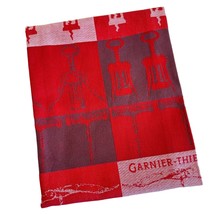 Garnier-Thiebaut Wine-Themed Red &amp; Pink Jacquard Kitchen Towel 100% Cotton - $28.66