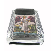 Tarot Card D15 Glass Square Ashtray 4&quot; x 3&quot; Smoking Cigarette XIV Temperance - £39.52 GBP