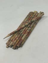 13 Vintage Old Wood Floral Wrap Unsharpened Wooden Pencils - £35.61 GBP