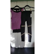 New Women&#39;s Double Tank Top &amp; Compression Tight W/ Khaki Taping C9 Champion - $54.44