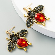 Vintage Crystal Bee Statement Dangle Earrings for Woman Elegant Colorful Rhinest - £6.76 GBP