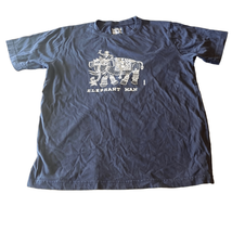 Tantra Men&#39;s XL Y2K Navy Blue Elephant Man Graphic Indian Tee Shirt - £14.66 GBP