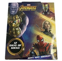 Marvel Kids Socks Avengers Infinity War 12 Days Christmas 12pk Size M 9-2.5 - £15.69 GBP