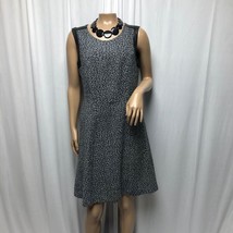 Liz Claiborne Dress Size 6 Tweed Sleeveless A-Line Leatherette Trim Black White - £19.38 GBP