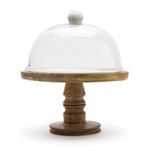 Dome on Pedestal Plate Stand 10.5&quot;D x 12&quot;H Wood/Glass - £69.33 GBP