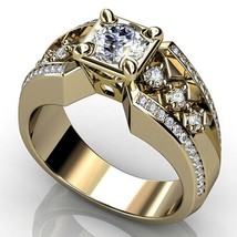 14K Gold Ring for men Natural 2 Carat Diamond with Diamond Jewelry Anillos De Bi - £22.57 GBP