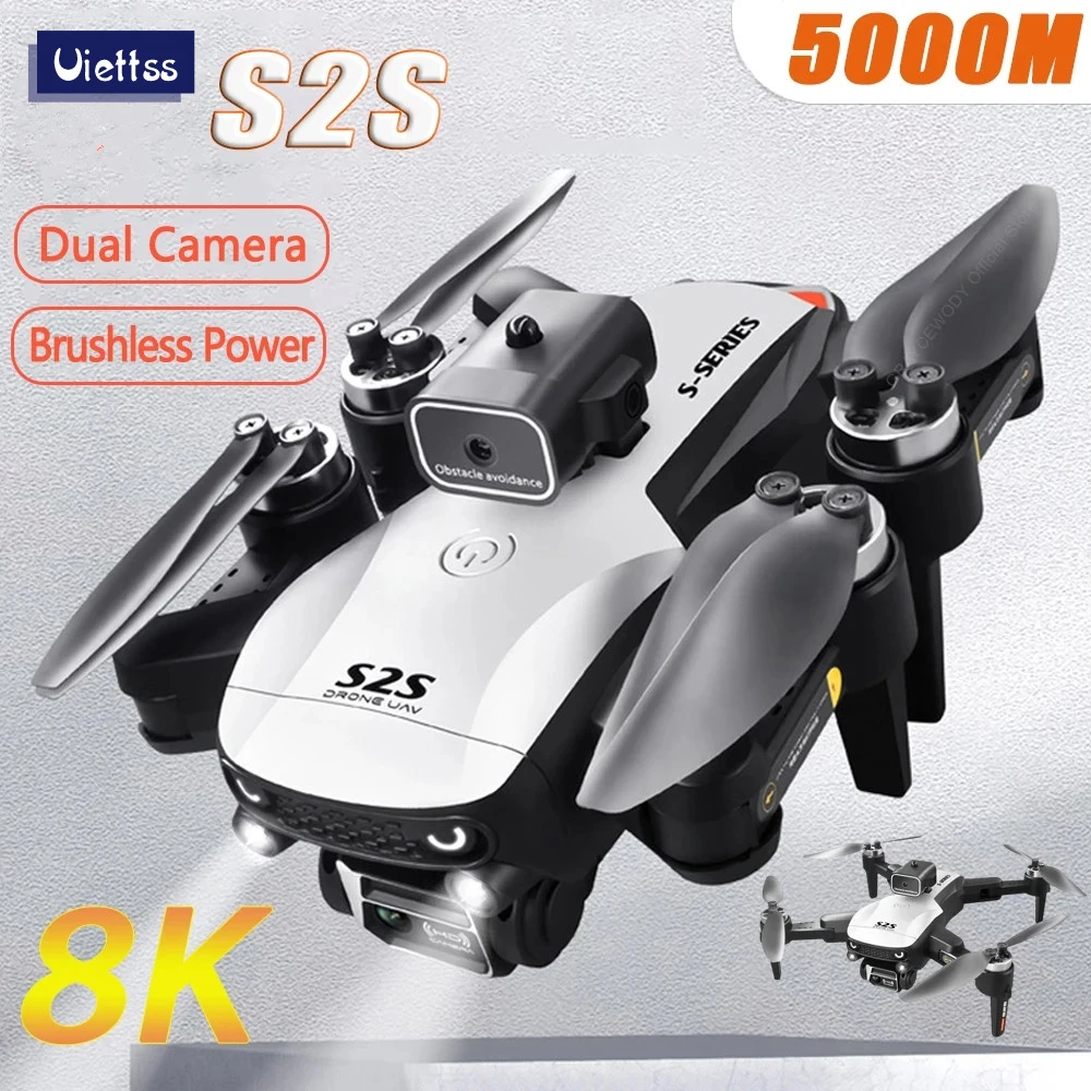 New S2S Drone 8K HD Dual Camera Brushless Motor Obstacle Avoidance Dron RC - £51.83 GBP+