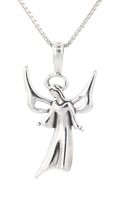 Jewelry Trends Sterling Silver Winged Angel Pendant with 18 Inch Silver Box Chai - £32.12 GBP