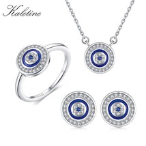 Turkey CZ Evil Eye 925 Sterling Silver Jewellery Sets for Women Blue Round Penda - £39.59 GBP