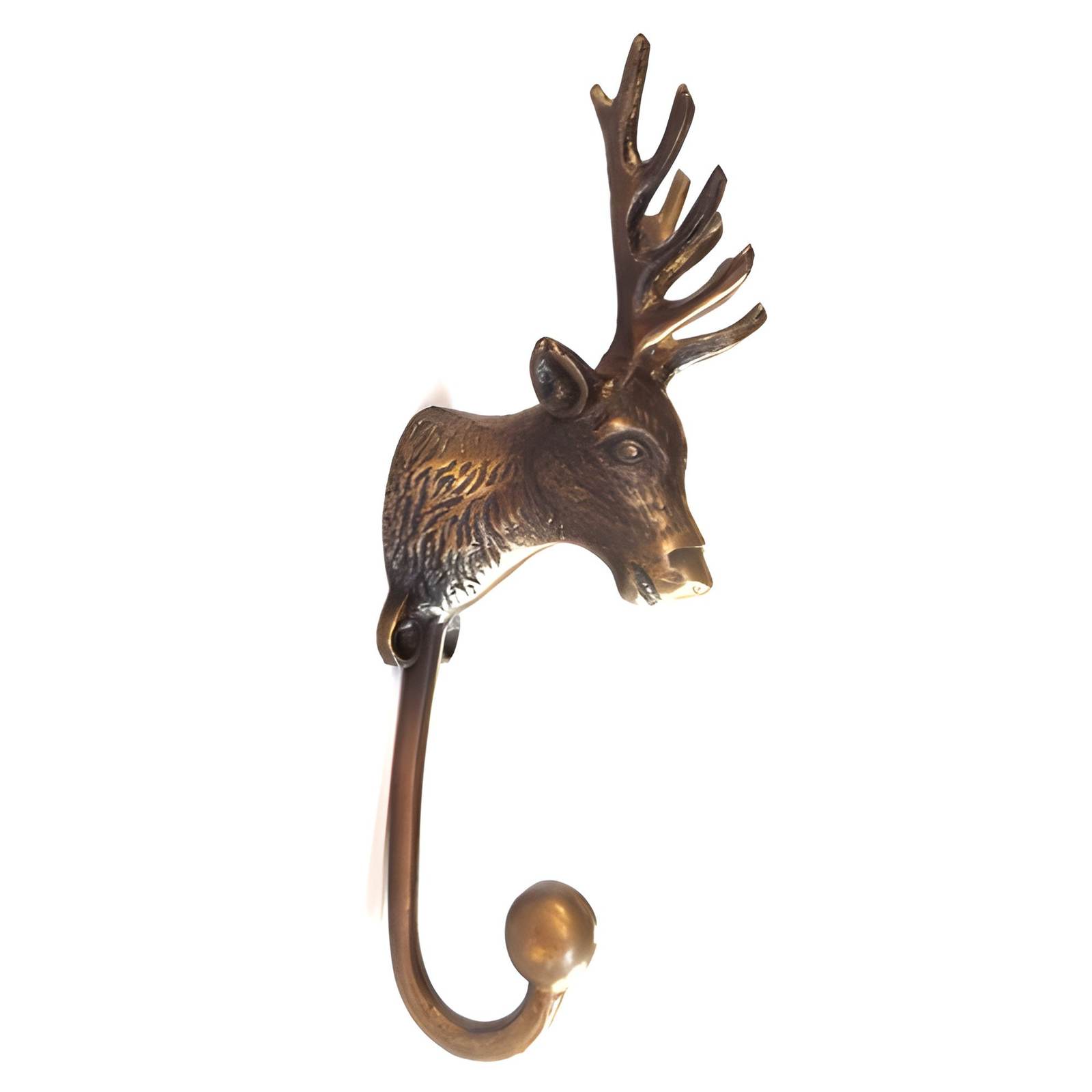 set of Solid Brass Clothes Hook 7&quot; Vintage Pants Hanger Deer Motif Wall ... - $58.00+