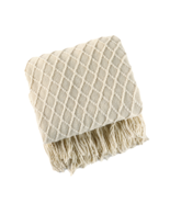 Anyhouz Beige Blanket Faux Cashmere Sofa Cover Nordic Style Knit Plaid T... - $1,133.76 MXN