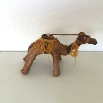 Vintage Arabian Stuffed Dromedary Camel Hand Stitched Leather Fork Art F... - $19.95