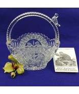 Etched Glass Basket Bird Figurine on Handle and Etched on Sides - £33.16 GBP
