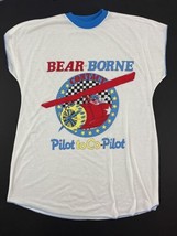 Vintage 80s Bear-Borne Pilot Teddy Bear Pajama Sleep Shirt Nightgown Sle... - £13.45 GBP