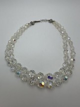 Vintage 15” Iridescent Crystal Bead Multi strand Necklace  - £39.69 GBP