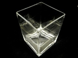 Square Glass Block Vase, 4&quot; x 4&quot; x 6&quot;, Candle Holder, Weighted Bottom - £11.57 GBP