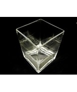 Square Glass Block Vase, 4&quot; x 4&quot; x 6&quot;, Candle Holder, Weighted Bottom - $20.07 CAD