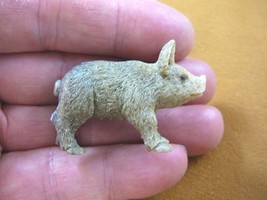(pig-3) little brown sow Pig of shed ANTLER figurine Bali detailed carvi... - $51.88