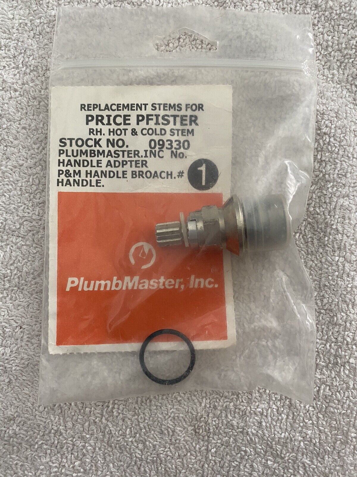 PlumbMaster Hot/Cold Stem For Price Pfister Faucets -09330 - P&M Handle Broach - $9.95