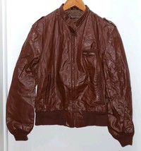 Vintage Cooper Men’s Brown Genuine Leather Racer Jacket Size 40 Made In USA - £37.22 GBP