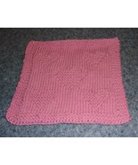 Handmade Knit Cotton Dishcloth Pink Heart Design Valentines Day Gift Bra... - £6.63 GBP