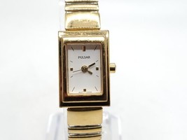 Pulsar Watch Womens New Battery Gold Tone Expandable Band White Dial V811-X653 - £22.49 GBP
