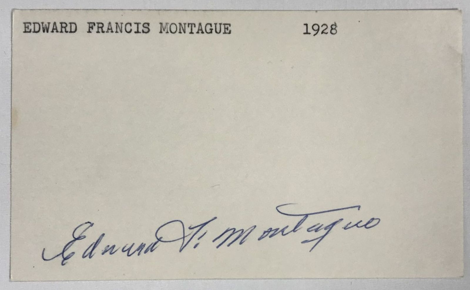 Ed Montague (d. 1988) Signed Autographed 3x5 Index Card - Baseball Great - $15.00