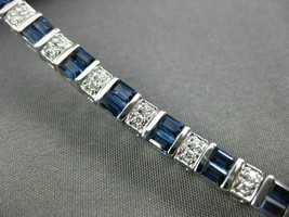 8Ct Baguette Simulated  Blue Sapphire Gold Plated 925 Silver Bracelet - £121.46 GBP