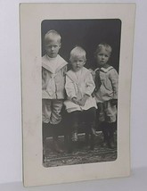 RPPC Photo Three Little Boys in Sailor Suits No Smiling CUTE Picture 20s - £6.72 GBP