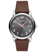 Emporio Armani AR11175 Black Dial Brown Leather Strap Men’s Watch - £109.53 GBP