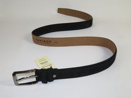 Mens Black Genuine Suede Soft Leather Belt PIERO ROSSI Turkey # Black-C image 6